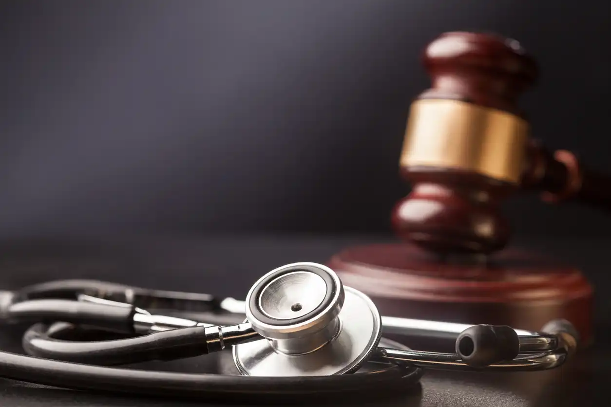 a stethoscope and a gavel