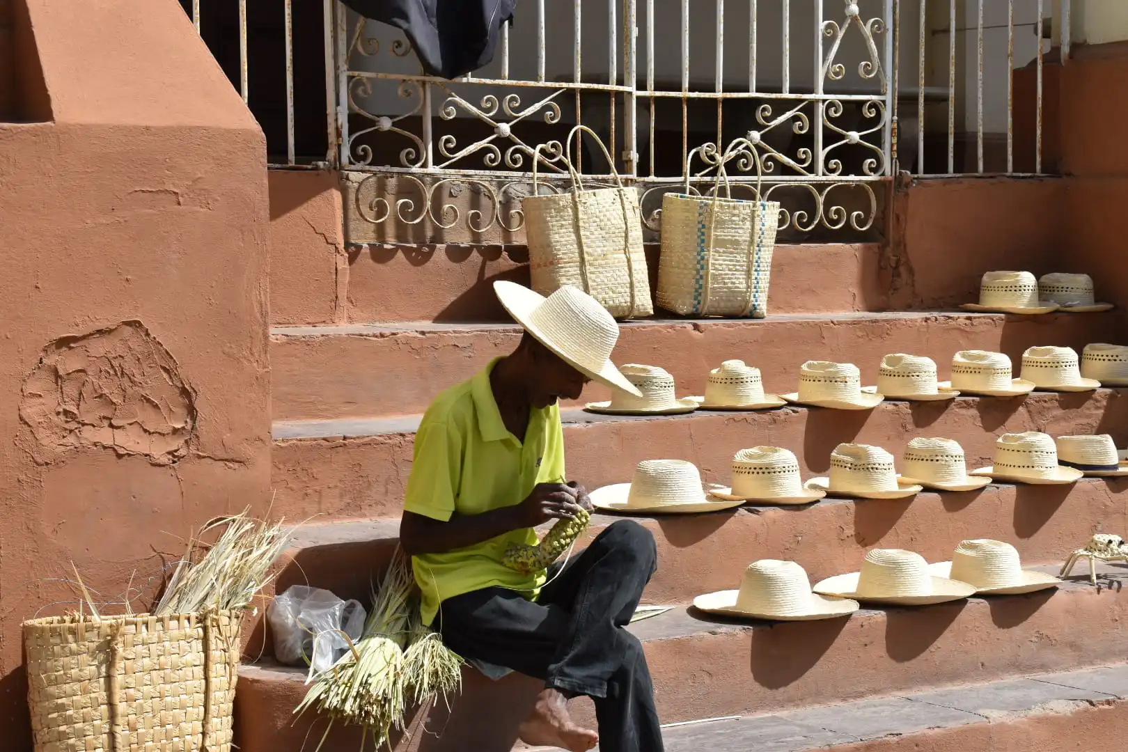 Selling hats in Trinidad