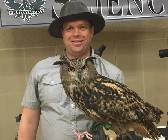 Adam Blundell with an owl