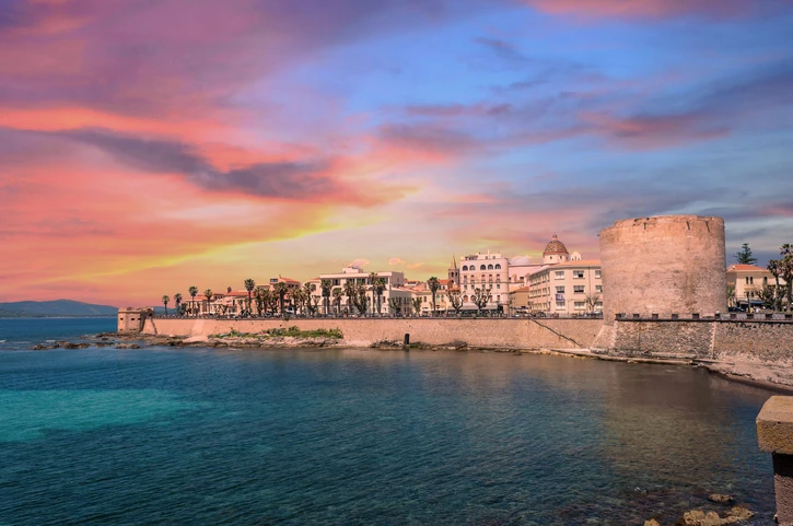 Coast of Algherro at sunset