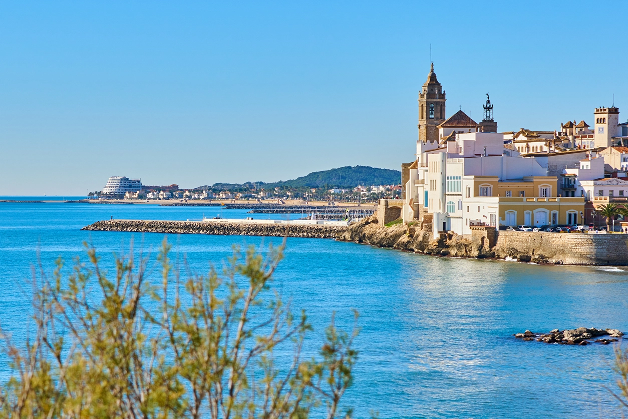 A coastal view of a church