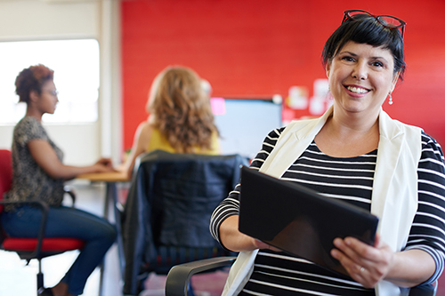 female instructor in computer lab